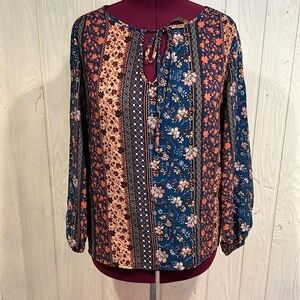 SUPPLY & DEMAND Puffy Long Sleeve elastic Cuff Floral Blouse Size Large